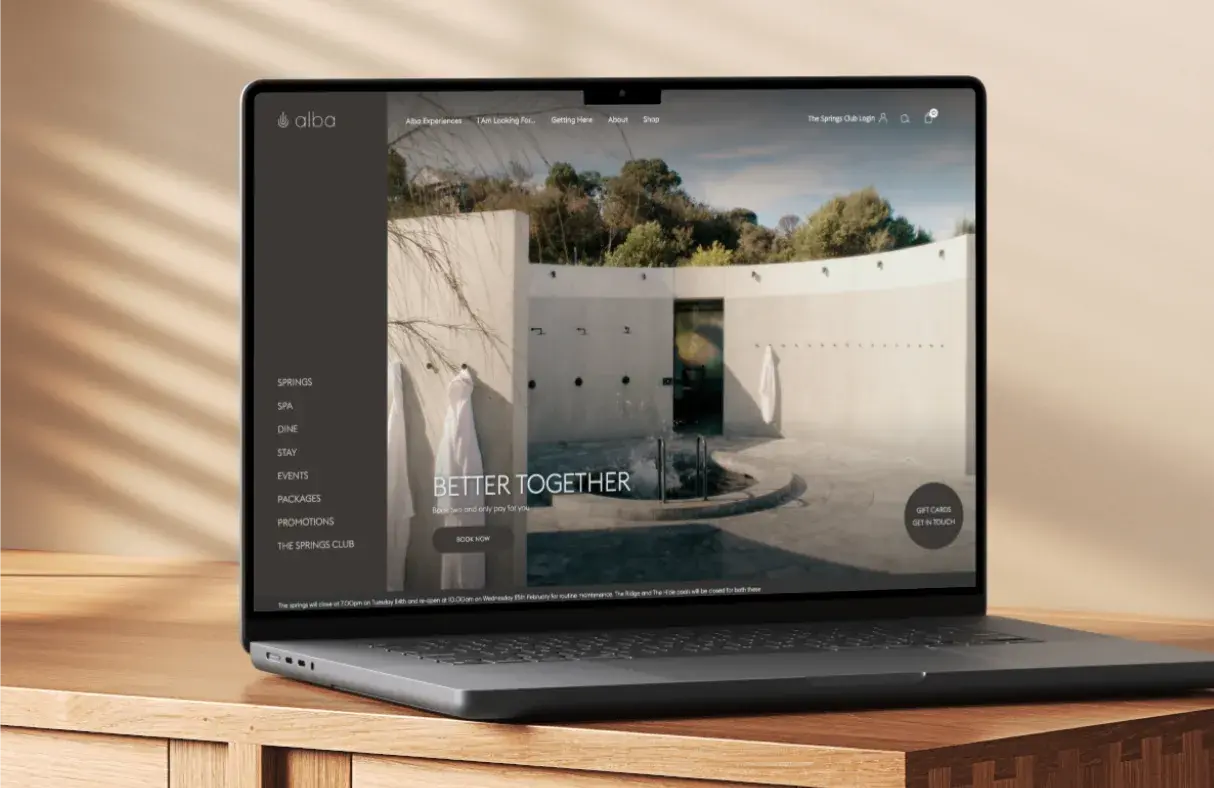 Search optimised website homepage displayed on a laptop