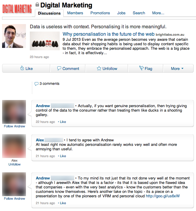 Conversation from LinkedIn