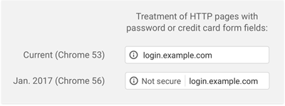 Old Versus New Security Message on Google Chrome